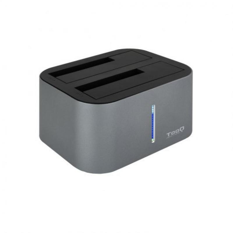 Tooq Docking Station USB 3.0/3.1 Gen 1 - HDD/SSD 2.5", 3.5" SATA - Boton de Clonacion - Color Gris/Negro