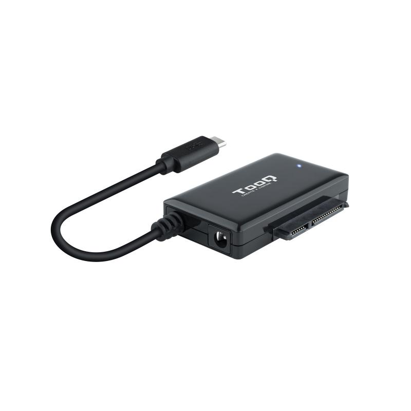 Tooq Adaptador USB 3.0 USB-C a SATA para Discos Duros de 2.5? y 3.5? con Alimentador - Color Negro