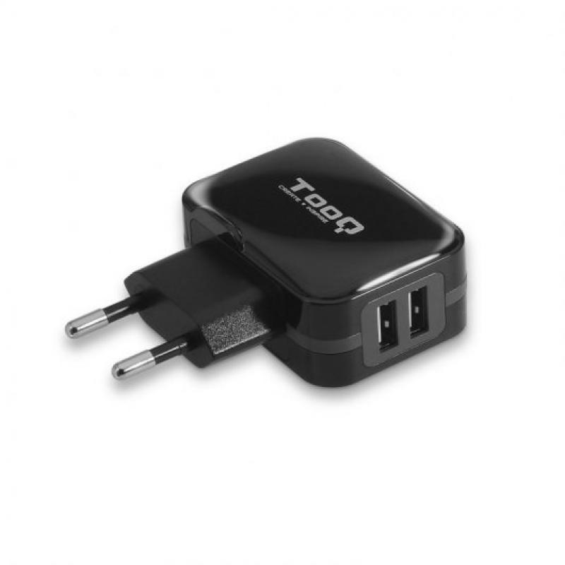 Tooq Cargador de Pared 2x USB 2.0 - Tecnologia AI - Color Negro