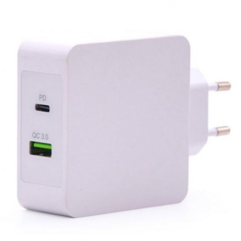 Tooq Cargador de Pared USB 3.0, USB-C - Carga Rapida - Color Blanco