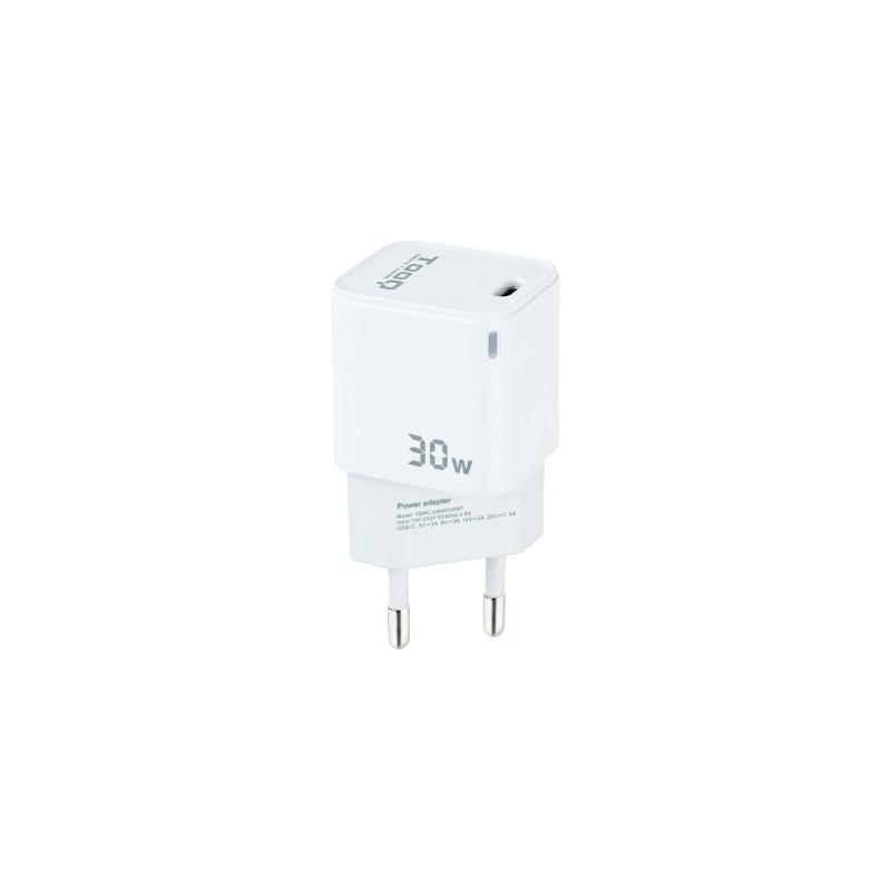 Tooq Cargador de Pared GaN USB-C/PD 30W - Color Blanco