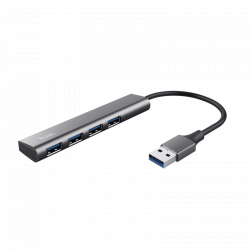 Trust Hub USB de Aluminio Halyx - 4 Puertos USB-A - Velocidad de 5 Gbps - Compacto y Resistente - Conexion Sencilla