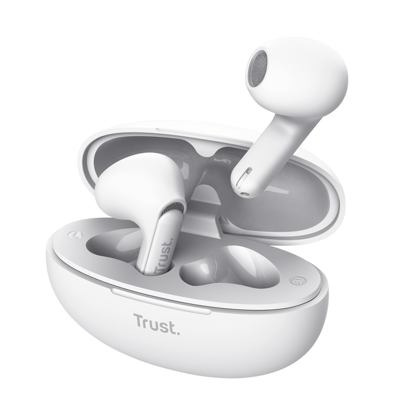 Trust Auriculares Inalambricos Yavi - Inalambricos, Bluetooth - ENC - Color Blanco