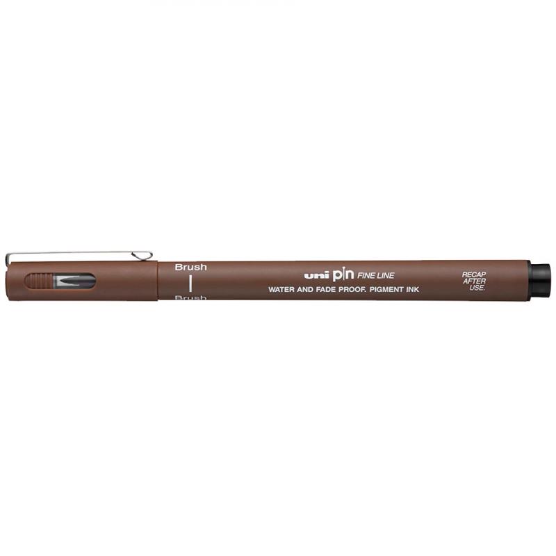 Uni-ball Rotulador Calibrado Uni Pin - Punta Brush Poliacetal  - Tinta Resistente al Agua y a la Luz - Color Sepia