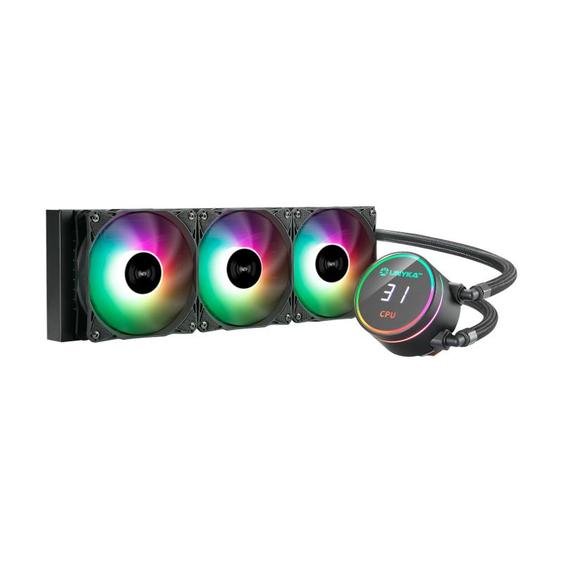 Unykach Aquastorm 360 Kit de Refrigeracion Liquida - 3 Ventiladores de 120mm - Iluminacion RGB - Visualizacion Temperatura CPU -