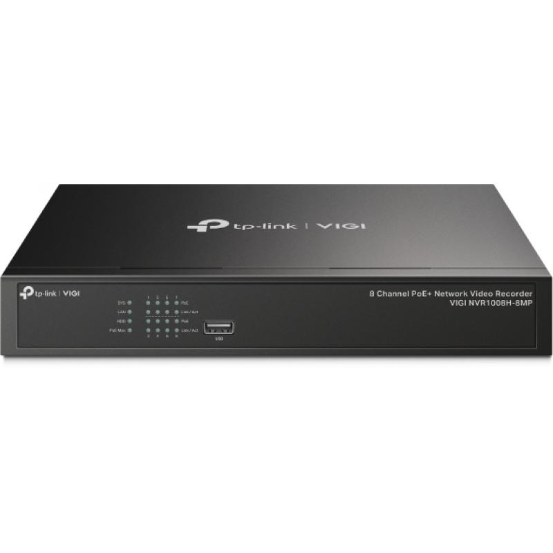 TP-Link VIGI NVR1008H-8P Grabador de Video en Red PoE+ de 8 Canales - Video H.265+ - Grabacion Continua 24/7 - Audio Bidireccion