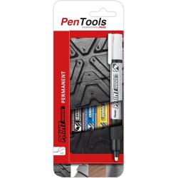 Pentel PenTools Pack de 4 Rotuladores Permanentes Paint Marker - Punta Conica 4.6mm - Trazo 3mm - Impermeable, Resistente a la L
