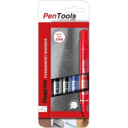 Pentel PenTools Pack de 4 Rotuladores Permanentes Industriales Pentel Pen N50 - Punta Conica Resistente y Duradera - Trazo 2mm -