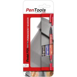 Pentel PenTools Pack de 3 Rotuladores Permanentes Industriales Pentel Pen Twin Tip - Doble Punta - Extrafina 0,6mm y Fina 3.5mm 