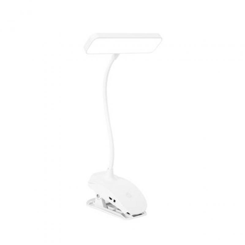 XO Lampara LED con Bater Y Pinza - 3 Temperaturas de Luz - Plegable - Color Blanco