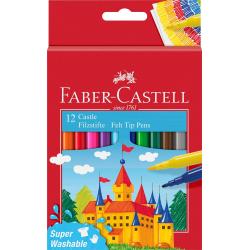 Faber-Castell Castle Pack de 12 Rotuladores - Tinta con Base de Agua Lavable - Colores Surtidos
