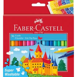 Faber-Castell Castle Pack de 36 Rotuladores - Tinta con Base de Agua Lavable - Colores Surtidos