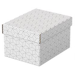 Esselte Pack de 3 Cajas Pequeñas de Almacenamiento con Tapa 200x150x255mm - Carton 100% Reciclado y Reciclable - Diseño Blanco c