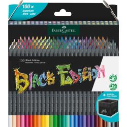Faber-Castell Black Edition Pack de 100 Lapices de Colores - Mina Supersuave - Madera Negra - Ideales para Dibujo sobre Papel Cl
