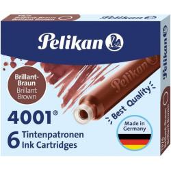 Pelikan Caja de 6 Cartuchos 4001 TP/6 Tinta de Alta Calidad - Compatible con Plumas Estilograficas - Color Marron