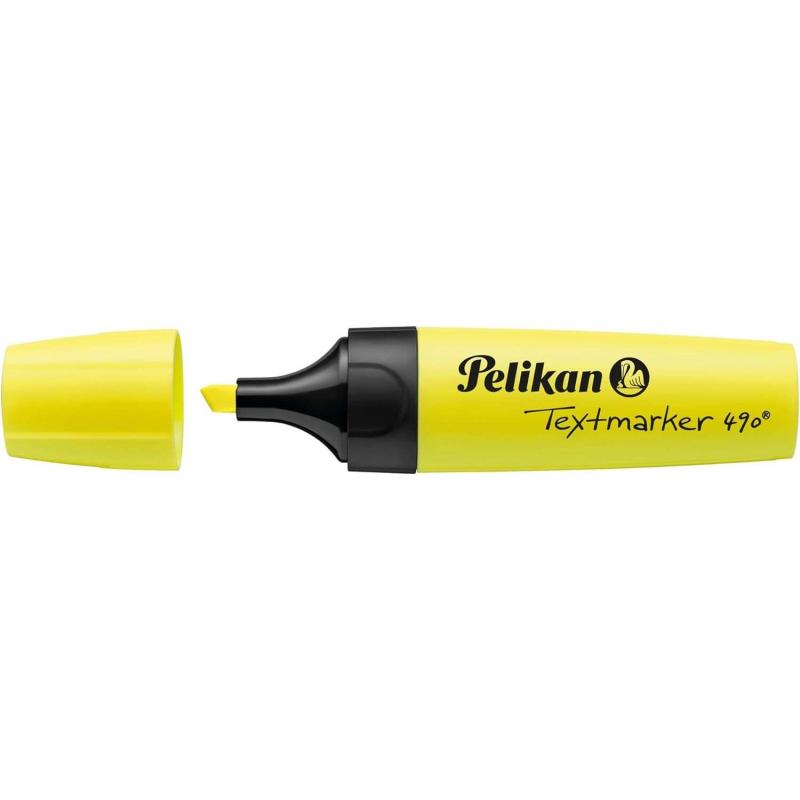 Pelikan Subrayador Textmarker 490 - Base de Agua - 3 Anchos de Trazo - Color Amarillo Fluorescente
