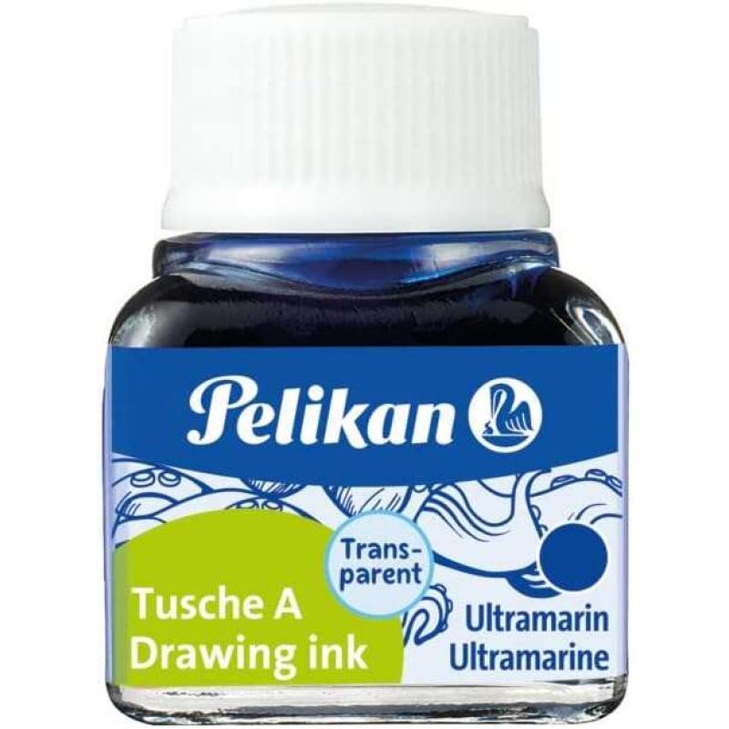 Pelikan Tinta China 523 10ml N.9 - 10ml - Resistente al Agua - Ideal para Dibujo y Caligrafia - Color Azul Ultramar