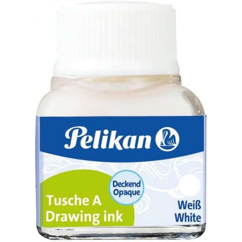 Pelikan Tinta China 523 10ml N.18 - 10ml - Resistente al Agua - Secado Rapido - Color Blanco
