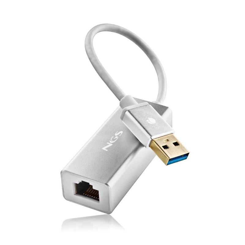 NGS Hacker 3.0 Adaptador USB a LAN - 1Gbps - Cable 15cm - Color Gris