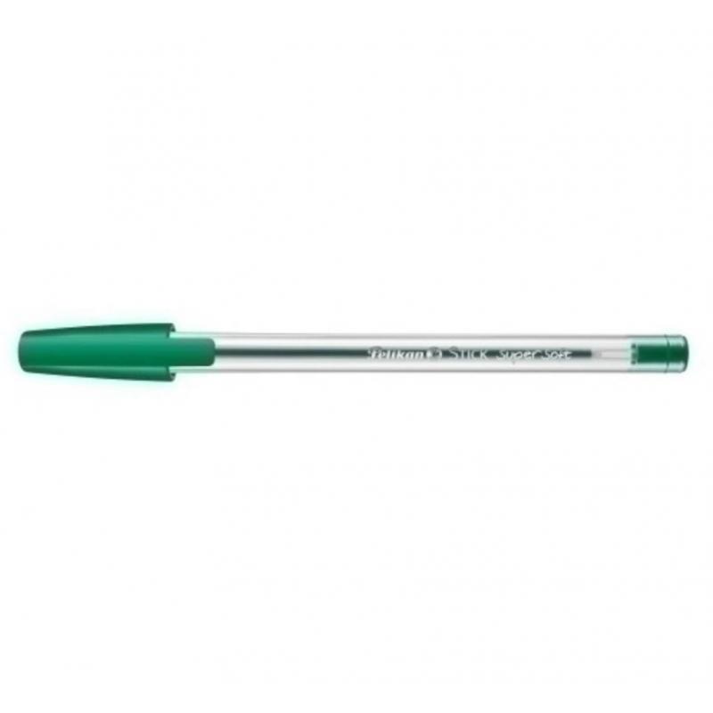 Pelikan Bolígrafo Stick Super Soft - Trazo 1mm - Tinta Super Fluida - Empuñadura triangular - Color Verde