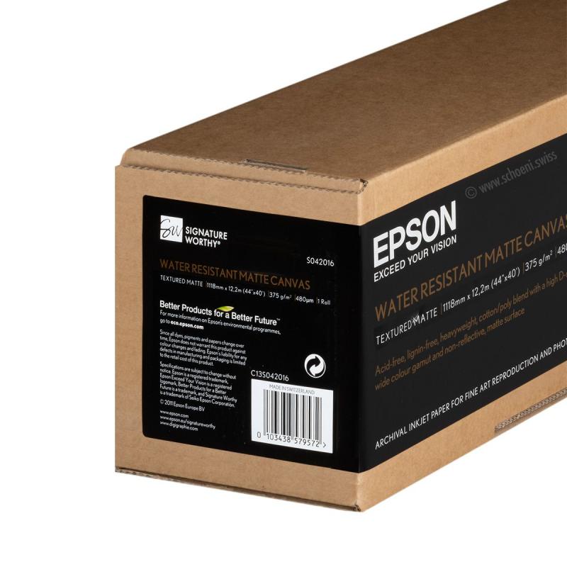 Epson Rollo de Papel WaterResistant Matte Canvas, 44" x 12,2 m, 375 g/m²