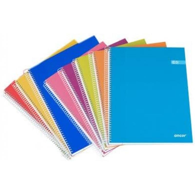 Ancor Classic Stripes Cuaderno Espiral Tamaño Folio Raya Horizontal - 80 Hojas 90gr - Tapa de Carton Plastificado - Colores Surt