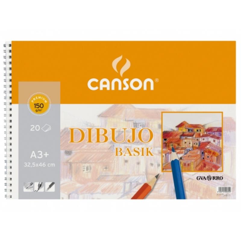 Canson Basik Bloc de Dibujo de 20 Hojas A3 150gr - Medidas 32.5x46cm - Color Blanco