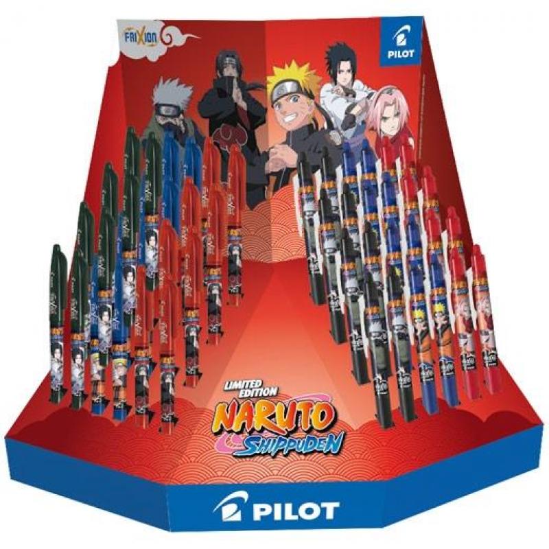 Pilot Naruto Expositor de 24 Boligrafos Frixion Clicker + 24 Boligrafos Frixion Ball - Borrables - Recargables - Colores Surtido