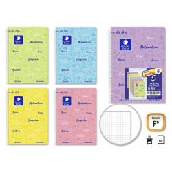 Golden Pack de 5 Cuaderno Asignatura Tapa Flexible - 80 Hojas - Papel de 90gr - Cuadricula 4x4