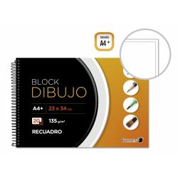 Golden Cuaderno de Dibujo A4 Plus - Papel de 135gr - 20 Hojas - Recuadro Interior Tamaño A4