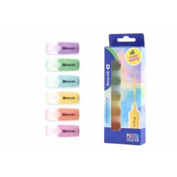 Bismark Pack de 6 Mini Rotuladores Fluorescentes Pastel - Punta Fina - Tinta de Secado Rapido - Ideal para Subrayar y Resaltar -