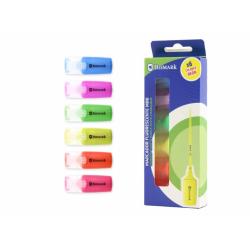 Bismark Pack de 6 Mini Rotuladores Fluorescente Neon - Alta Visibilidad - Tinta de Secado Rapido - Punta Resistente - Ideal para