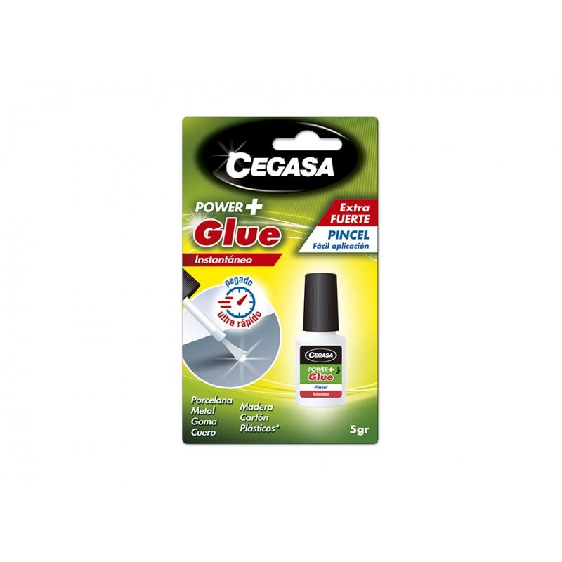 Cegasa Power Glue Adhesivo Instantaneo con Pincel - Pegamento Fuerte - Punta Pincel - 5gr - Color Transparente