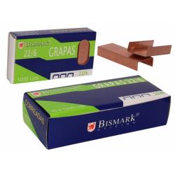 Bismark Caja de 1000 Grapas de Alambre de Alta Calidad Modelo 22/6 - Cobreadas - Color Cobre