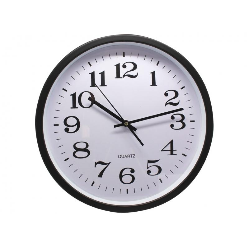 Bismark Reloj Oficina Grande - Lente de Cristal - Manecillas de Aluminio - Esfera de PVC - Color Negro