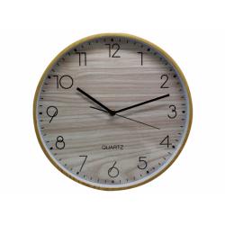 Bismark Reloj Oficina Marco Efecto Madera - Marco Plastico - Lente de Cristal - Manecillas de Aluminio - Esfera de PVC - Color M