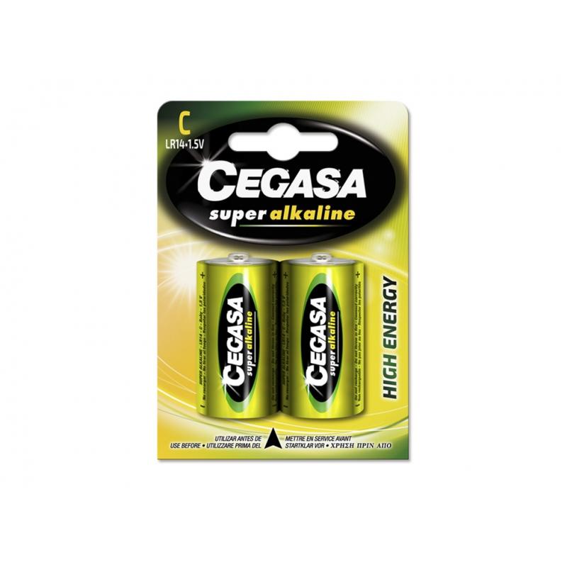 Cegasa Super Alcaline LR14 Blister 2 Unidades - Alta Tecnologia - Fiabilidad - Elevado Rendimiento - Maximas Prestaciones - Colo