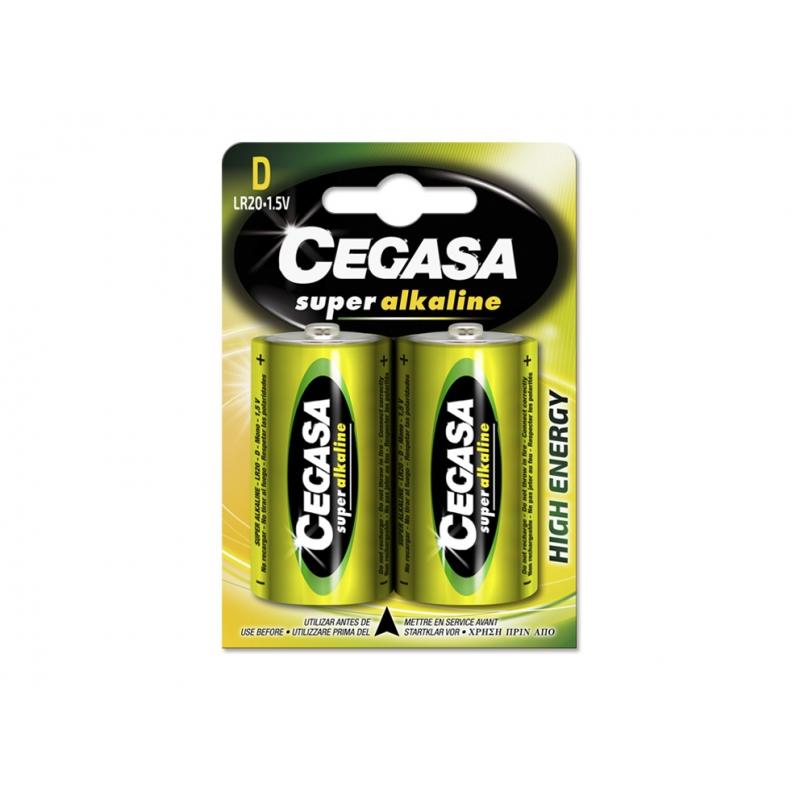 Cegasa Super Alcaline LR20 Blister 2 Unidades - Alta Tecnologia - Fiabilidad - Elevado Rendimiento - Color Varios