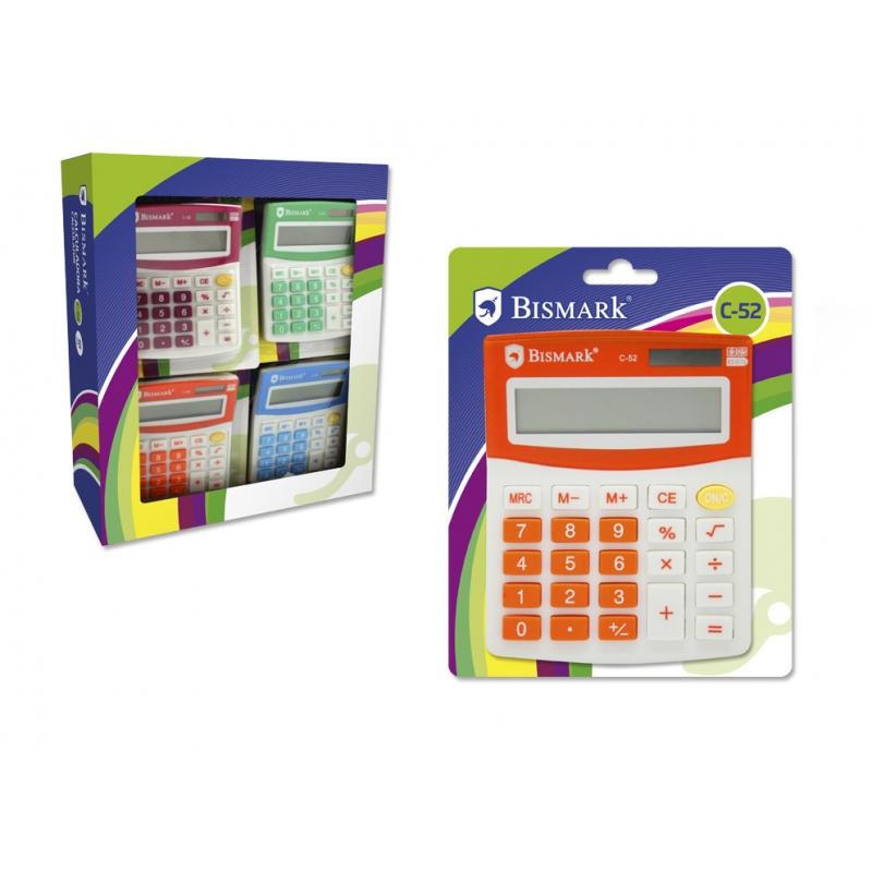 Bismark Calculadora Bismark C-52 Escolar de 8 Digitos - Funciones Basicas y Memoria - Alimentacion Solar y a Pilas - Colores Sur