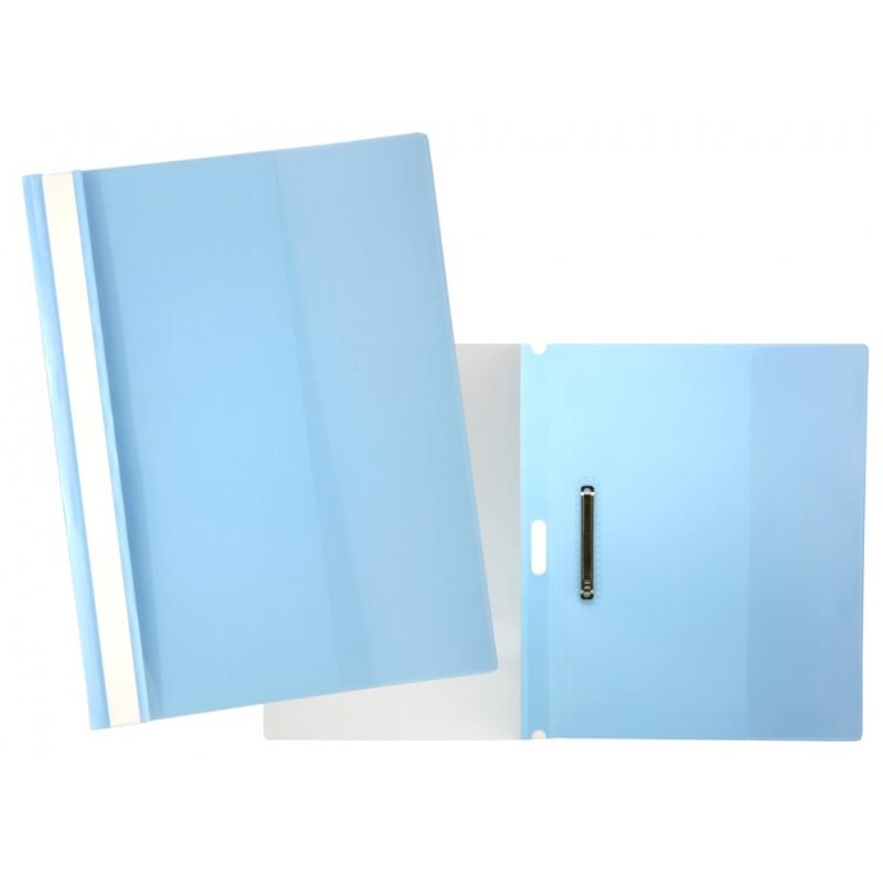 Yes PP Dossier Fastener Polipropileno Transparente - Clip Metalico Lateral - Capacidad 30 Hojas A4 - Color Azul