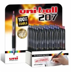 Uni-ball UMN-207 Signo Expositor de 36 Rollers - Punta de Bola 0.5mm - Grip de Caucho Antifatiga - Tinta Pigmentada Resistente a