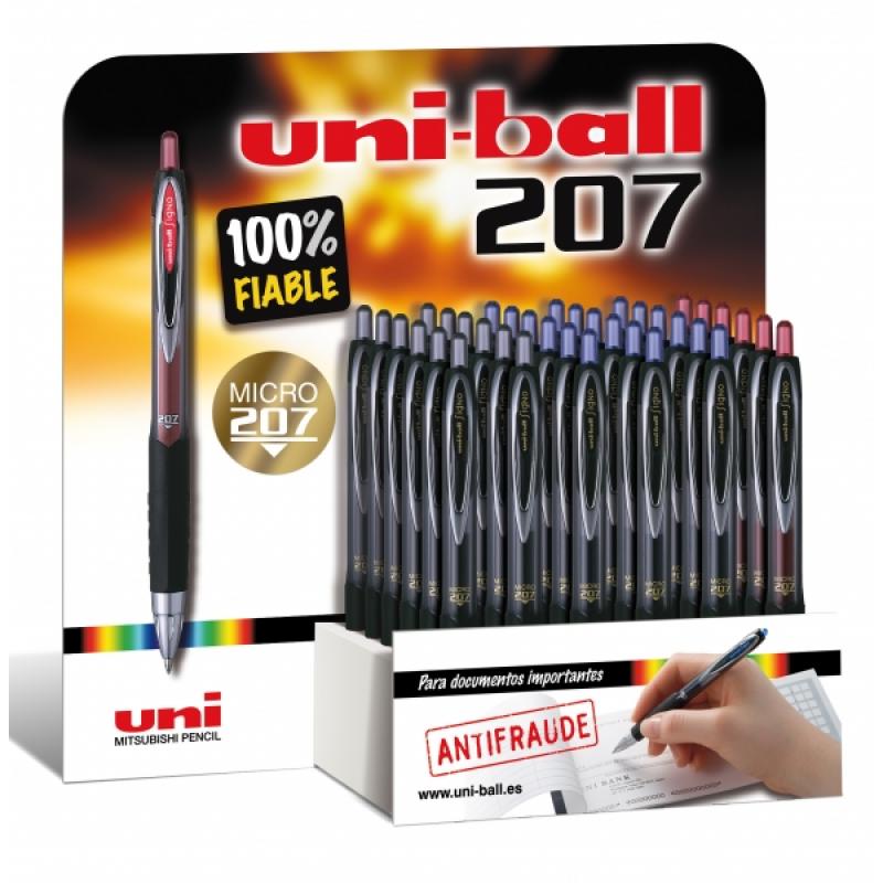 Uni-ball UMN-207 Signo Expositor de 36 Rollers - Punta de Bola 0.5mm - Grip de Caucho Antifatiga - Tinta Pigmentada Resistente a