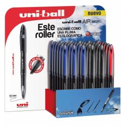 Uni-ball AIR MICRO UBA-188-M Expositor de 36 Rollerballs - Punta de Acetato Plastico 0.5mm - Escribe como Pluma Estilografica - 