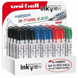 Uni-ball Inkview PWB-202 Expositor de 36 Marcadores de Pizarra Blanca - Punta Conica 1.8-2.2mm - Zona Transparente para Nivel de