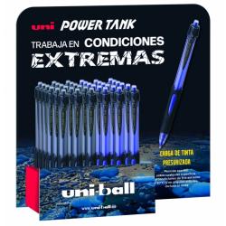 Uni-ball SN-220/3D Power Tank Expositor de 36 Boligrafos - Punta de Bola 1mm - Carga Presurizada - Escribe en Cualquier Superfic