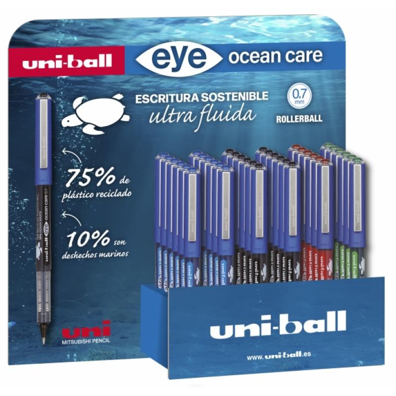 Uni-ball Eye Ocean Care UB-1570ROP Expositor de 36 Boligrafos de Tinta Liquida - Punta de Bola 0.7mm - Trazo 0.5mm - Tinta Pigme