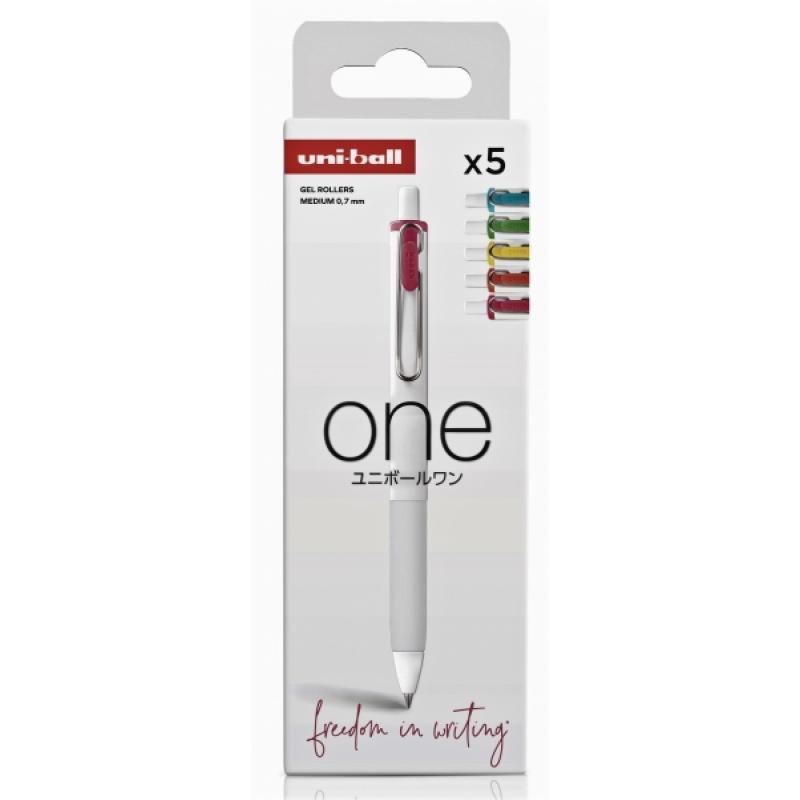 Uni-ball UMN-S-07 Pack de 5 Boligrafos de Tinta Liquida - Punta de Bola 0.7mm - Escritura Ultra Fluida - Agarre Suave y Comodo -