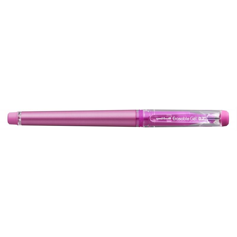 Uni-ball UF-222 Roller de Gel Borrable - Punta de Bola 0.7mm - Tinta Termosensible - Doble Goma Borradora - Color Rosa