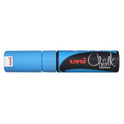 Uni-ball PWE-8K Marcador de Tiza Liquida - Punta Biselada 8mm - Borrado en Humedo - Resistente a la Lluvia - Color Azul Claro