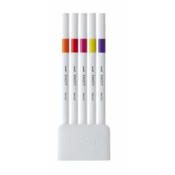 Uni-ball PEM-SY 5C NO.2 Pack de 5 Marcadores de Linea Fina - Punta 0.4mm - Tinta a Base de Agua - Diseño Innovador - Durabilidad